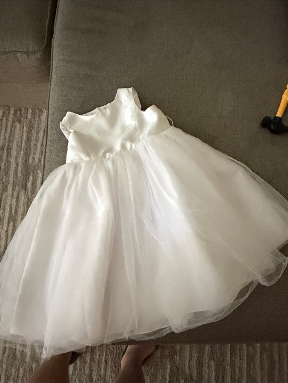 David's Bridal White Tulle Flower Girl Dress